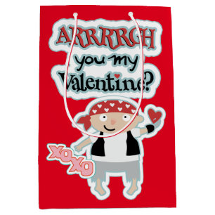 Glücklicher Piraten-Valentinsgruß Mittlere Geschenktüte