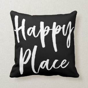 Glücklicher Platz Schwarzweiss Kissen