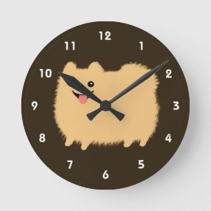 Glücklicher Pomeranian - Süßer Fluffiger Hund Runde Wanduhr