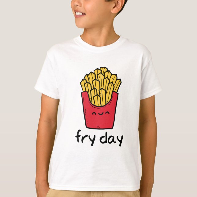 Glücklicher Pommes-FritesCartoon lustiges T-Shirt (Vorderseite)