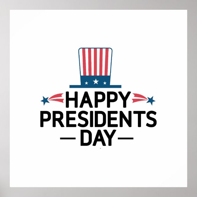 Glücklicher Präsident's Day Patriotic Flag Hat Poster (Vorne)