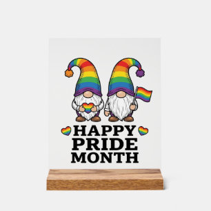 Glücklicher Pride Monat Gnom Vintage Regenbogen Sh Acrylschild