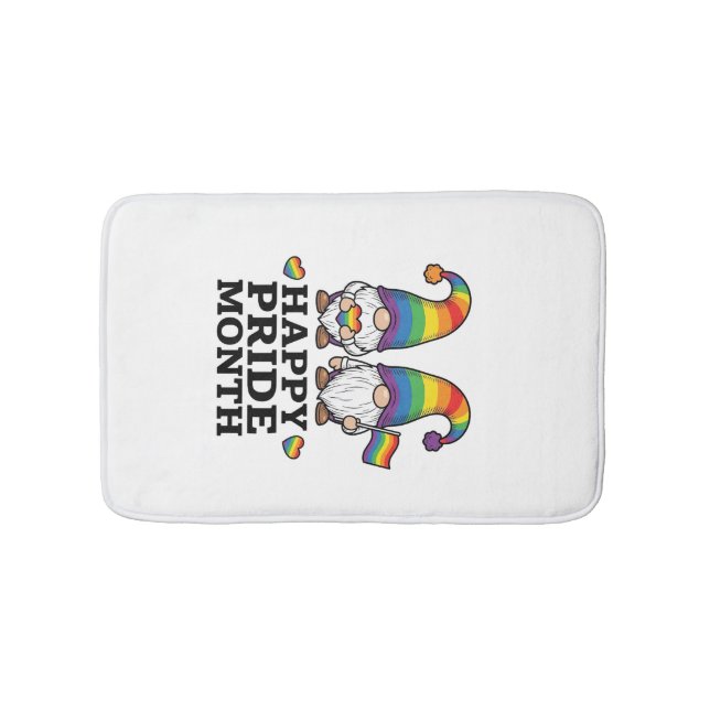 Glücklicher Pride Monat Gnom Vintage Regenbogen Sh Badematte (Vorderseite)