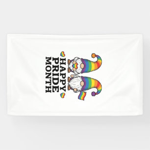 Glücklicher Pride Monat Gnom Vintage Regenbogen Sh Banner