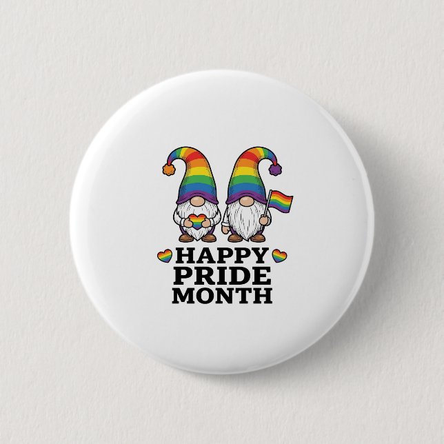 Glücklicher Pride Monat Gnom Vintage Regenbogen Sh Button (Vorderseite)