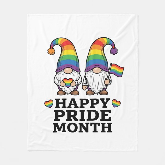 Glücklicher Pride Monat Gnom Vintage Regenbogen Sh Fleecedecke (Vorderseite)