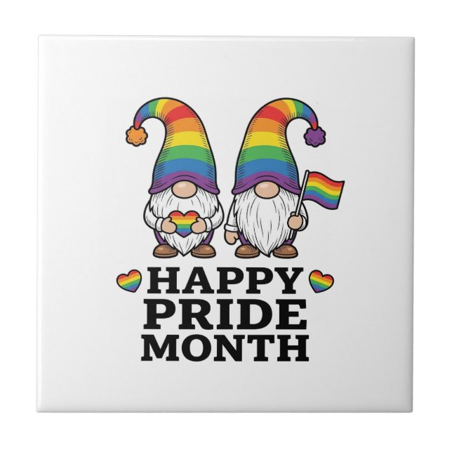 Glücklicher Pride Monat Gnom Vintage Regenbogen Sh Fliese (Vorderseite)