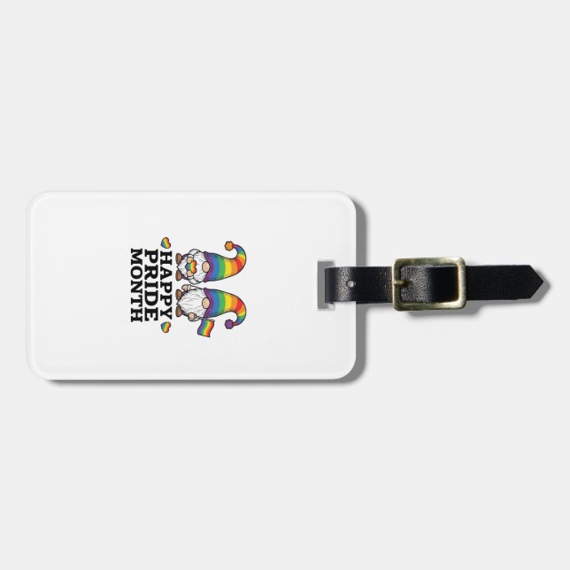 Glücklicher Pride Monat Gnom Vintage Regenbogen Sh Gepäckanhänger (Vorderseite horizontal)