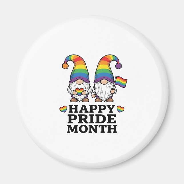 Glücklicher Pride Monat Gnom Vintage Regenbogen Sh Magnet (Vorne)