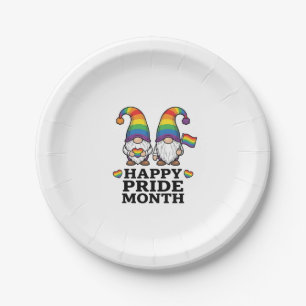 Glücklicher Pride Monat Gnom Vintage Regenbogen Sh Pappteller