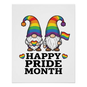 Glücklicher Pride Monat Gnom Vintage Regenbogen Sh Poster