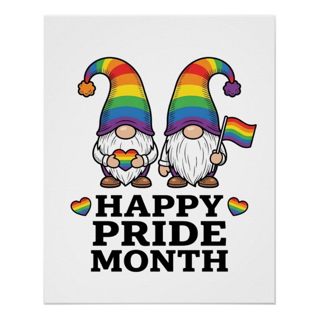 Glücklicher Pride Monat Gnom Vintage Regenbogen Sh Poster (Vorderseite)