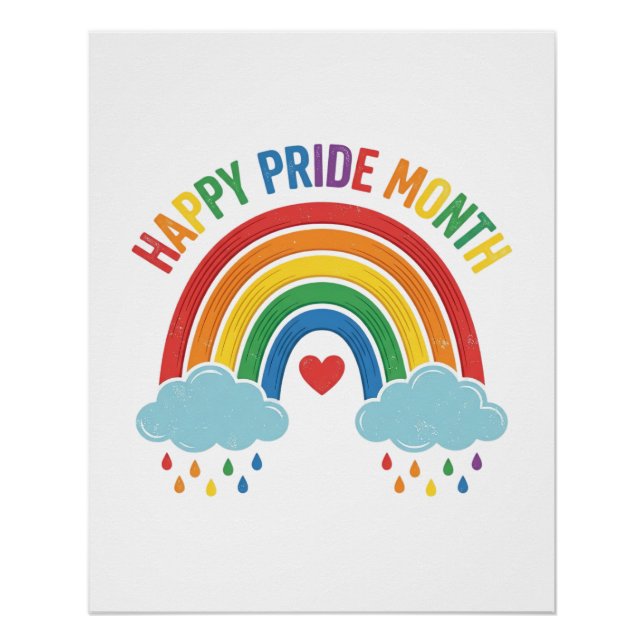 Glücklicher Pride Monat Regenbogen Vintage Gravur  Poster (Vorderseite)