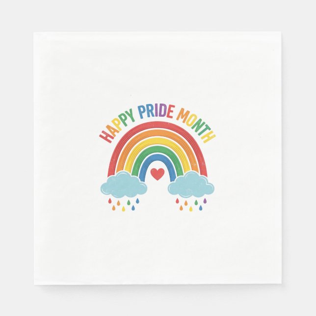 Glücklicher Pride Monat Regenbogen Vintage Gravur  Serviette (Vorderseite)