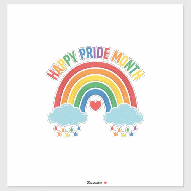 Glücklicher Pride-Monat Regenbogen-Vintage-Stich-D Aufkleber (Blatt)