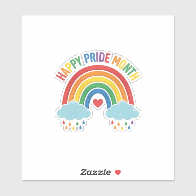 Glücklicher Pride-Monat Regenbogen-Vintage-Stich-D Aufkleber (Blatt)
