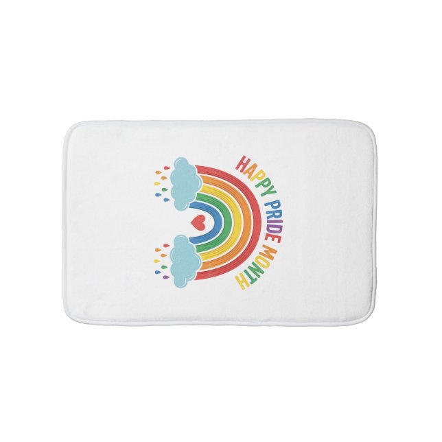 Glücklicher Pride-Monat Regenbogen-Vintage-Stich-D Badematte (Vorderseite)