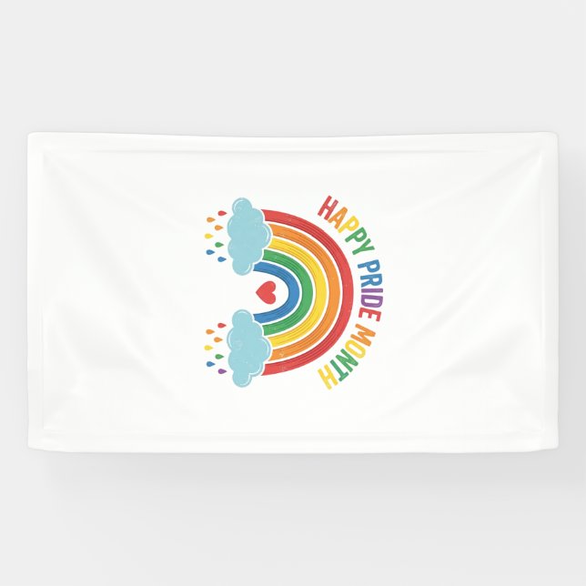 Glücklicher Pride-Monat Regenbogen-Vintage-Stich-D Banner (Horizontal)