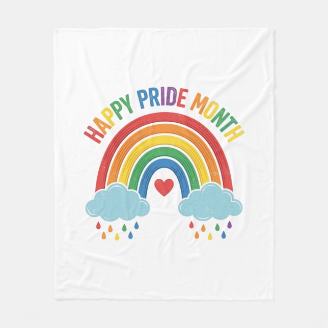Glücklicher Pride-Monat Regenbogen-Vintage-Stich-D Fleecedecke (Vorderseite)