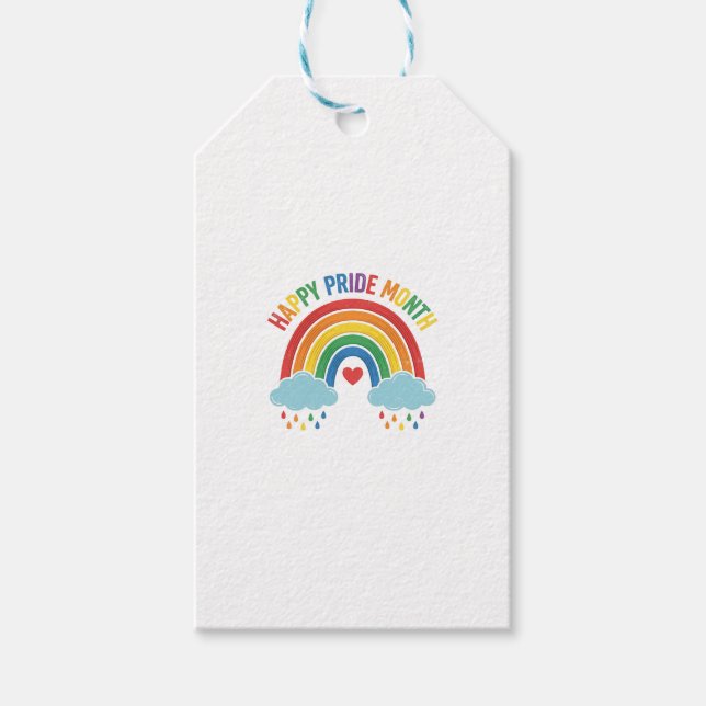Glücklicher Pride-Monat Regenbogen-Vintage-Stich-D Geschenkanhänger (Vorderseite)