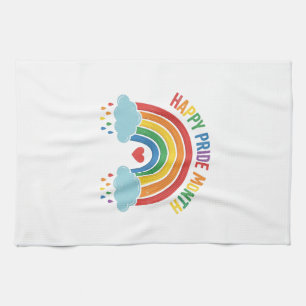Glücklicher Pride-Monat Regenbogen-Vintage-Stich-D Geschirrtuch