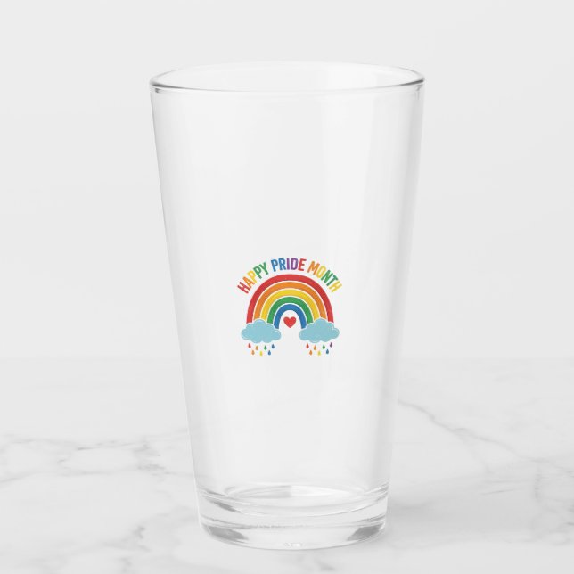 Glücklicher Pride-Monat Regenbogen-Vintage-Stich-D Glas (Vorderseite)
