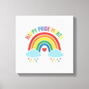 Glücklicher Pride-Monat Regenbogen-Vintage-Stich-D Leinwanddruck