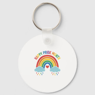 Glücklicher Pride-Monat Regenbogen-Vintage-Stich-D Schlüsselanhänger