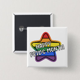 Glücklicher Pride Monat Stern LGBTQ Regenbogenflag Button