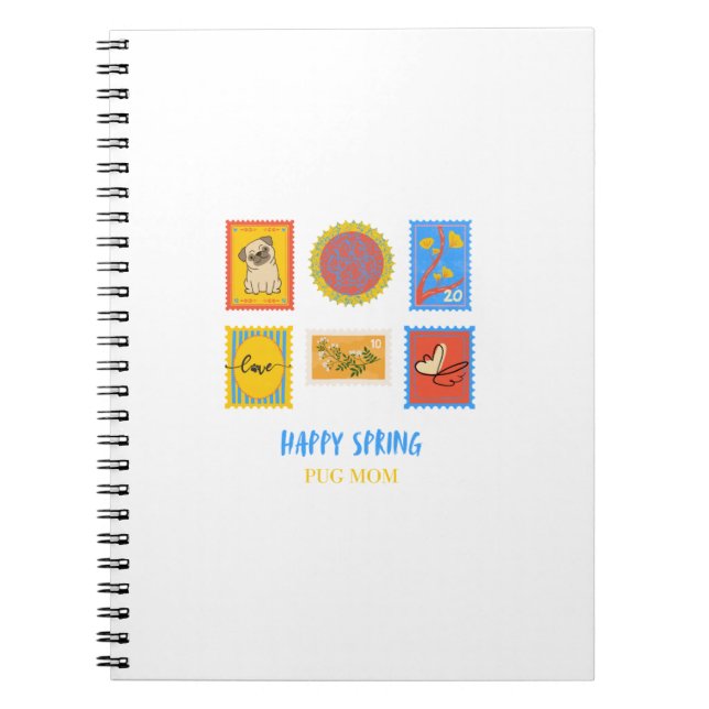 Glücklicher Pug Frühjahrsstempel  Notizblock (Vorderseite)