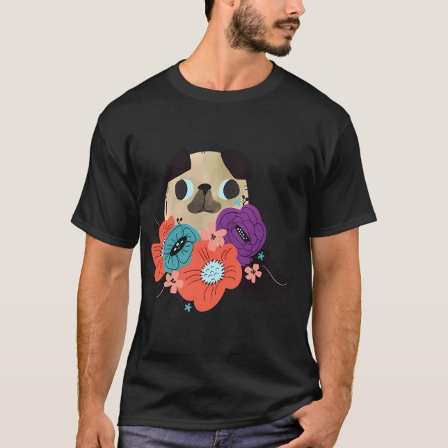 Glücklicher Pug T-Shirt (Vorderseite)