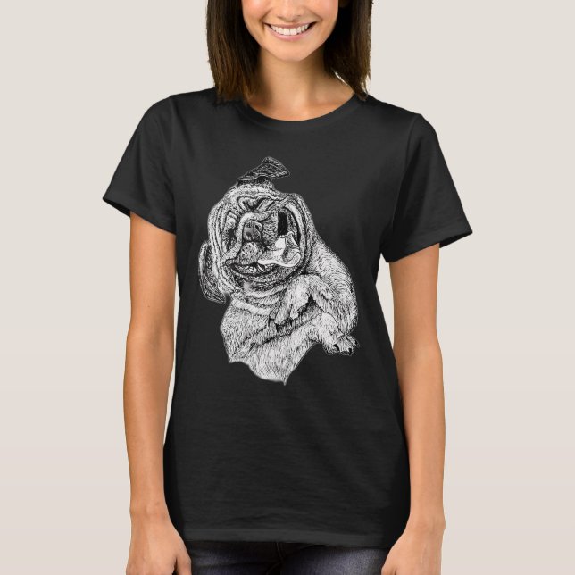 Glücklicher Pug T-Shirt (Vorderseite)