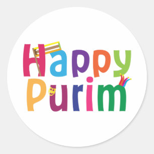 Glücklicher Purim bunter Entwurf Runder Aufkleber