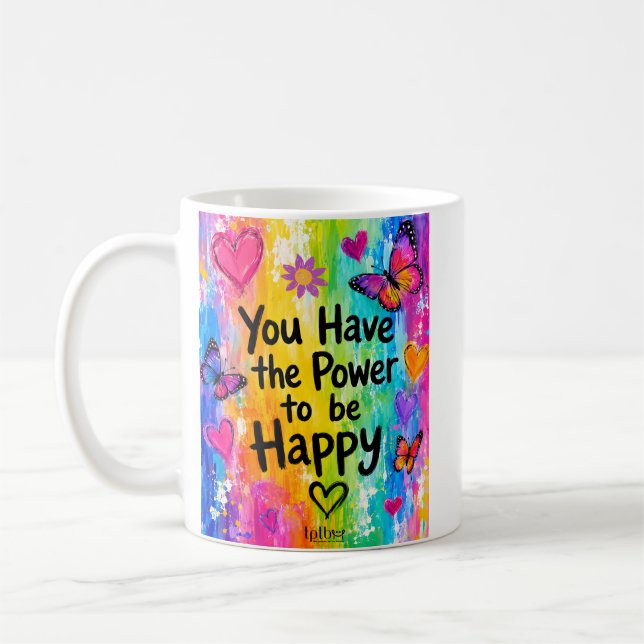 GLÜCKLICHER REGENBOGEN-BECHER KAFFEETASSE (Links)