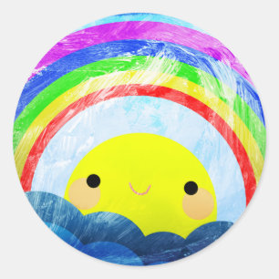Glücklicher Regenbogen Runder Aufkleber
