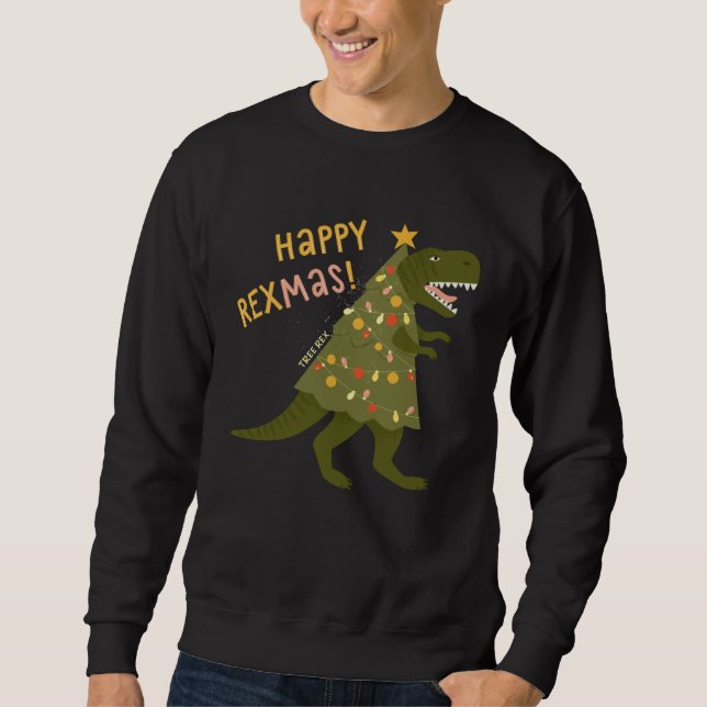 Glücklicher Rexmas Baum Rex   Rex Dinosaurier Weih Sweatshirt (Vorderseite)