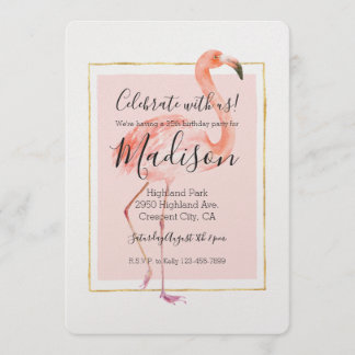 Glücklicher rosa Flamingo Geburtstag Einladung