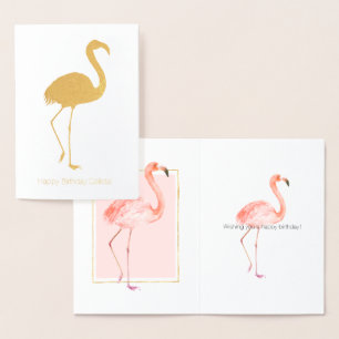 Glücklicher rosa Flamingo Geburtstag   Folienkarte