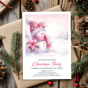 Glücklicher Rosa Schneemann Digitale Weihnachtsein Einladung