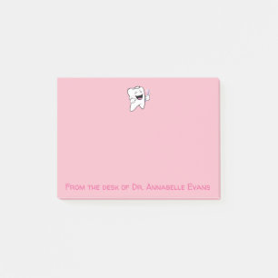 Glücklicher rosa Zahn und Bürste Post-it Klebezettel