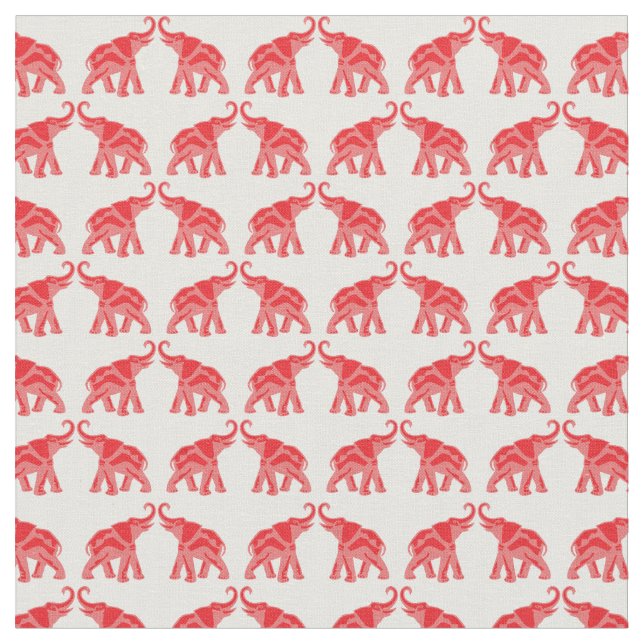 Glücklicher roter Elefant Stoff (Nahaufnahme)