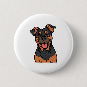 Glücklicher Rottweiler-Cartoon � Süßer und freundl Button
