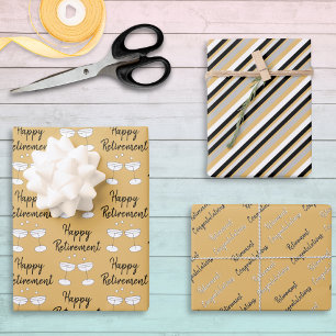 Glücklicher Ruhestand Gratulations Muster-Set 3 Geschenkpapier Set