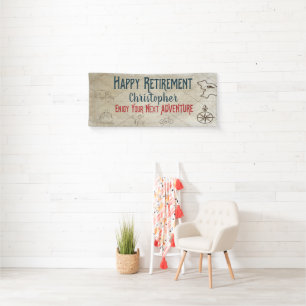 Glücklicher Ruhestand Neue Abenteuerkarte Monogram Banner