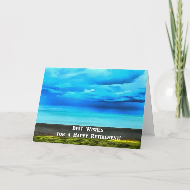 Glücklicher Ruhestand über Ozean-Karte Karte (Vorderseite)
