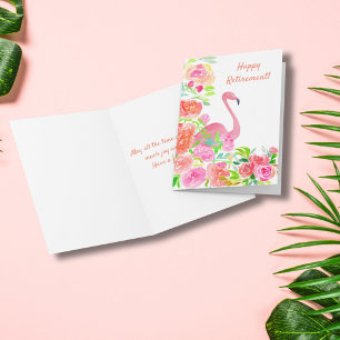 Glücklicher Ruhestand Wasserfarben Flamingo Mit Bl Karte