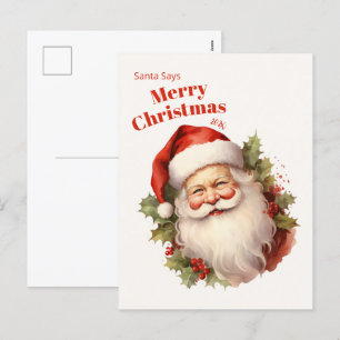 Glücklicher Santa Vintage Weihnachtspostkarte Feiertagspostkarte