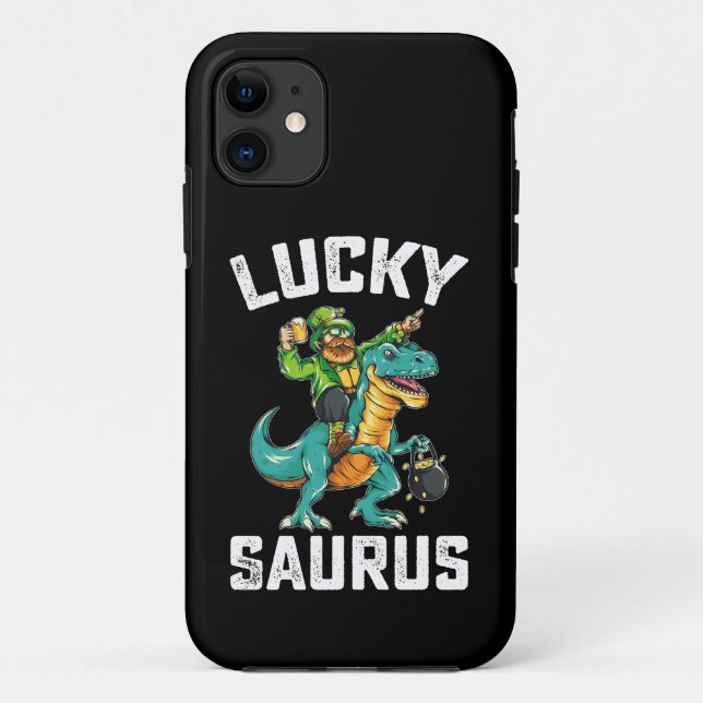 Glücklicher Saurus Dinosaurier T Rex St. Patrick's Case-Mate iPhone Hülle (Rückseite)