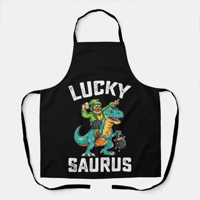 Glücklicher Saurus Dinosaurier T Rex St. Patrick's Schürze (Vorderseite)