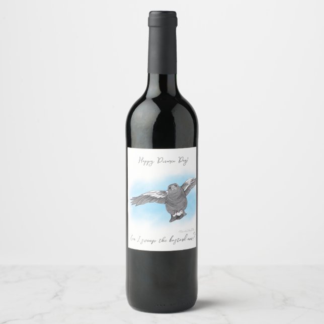 Glücklicher Scheidungstag Weinlabel Weinetikett (Vorderseite)